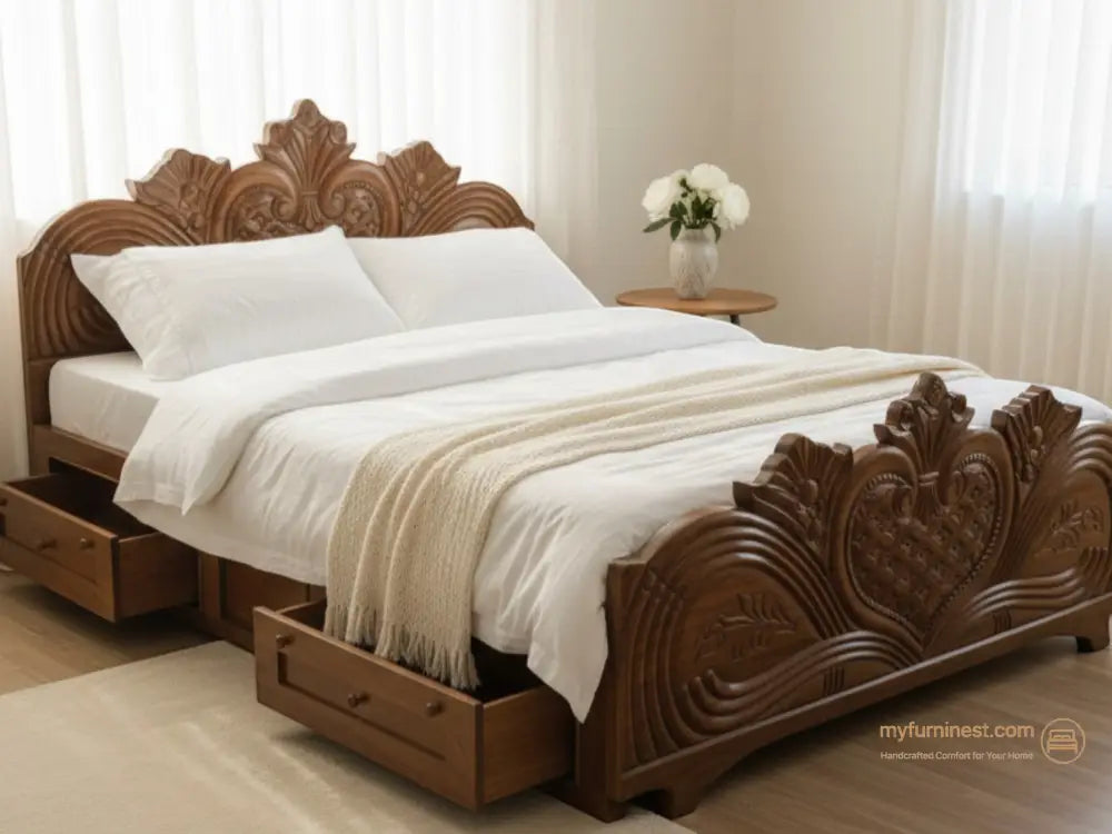 Rajwadi Bed – Reflects traditional royal living and luxury - Bed
