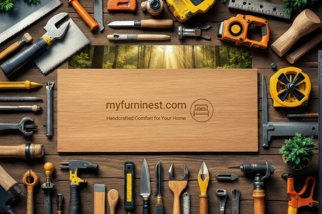 Wood-burned logo in warm brown